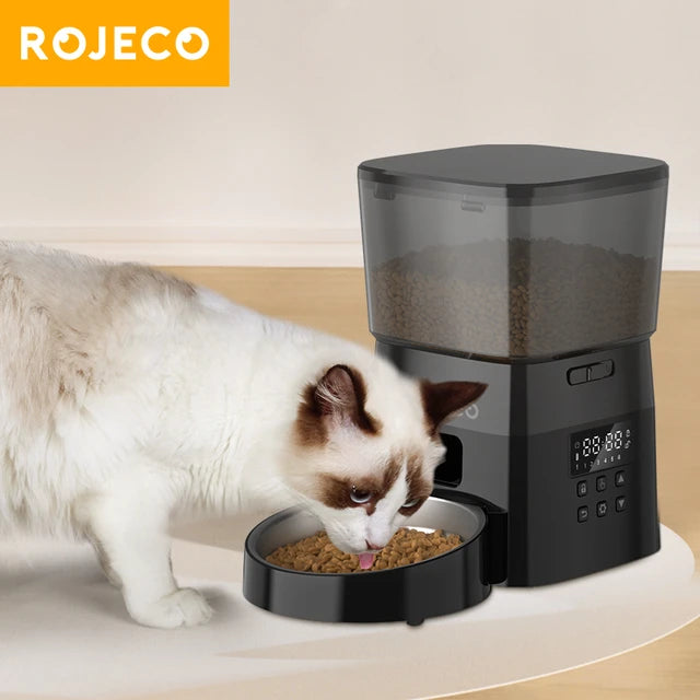 Alimentador Automático Pet, Versão Botão, Auto Cat Food Dispenser, Dog Dry Food Acessórios, Controle inteligente